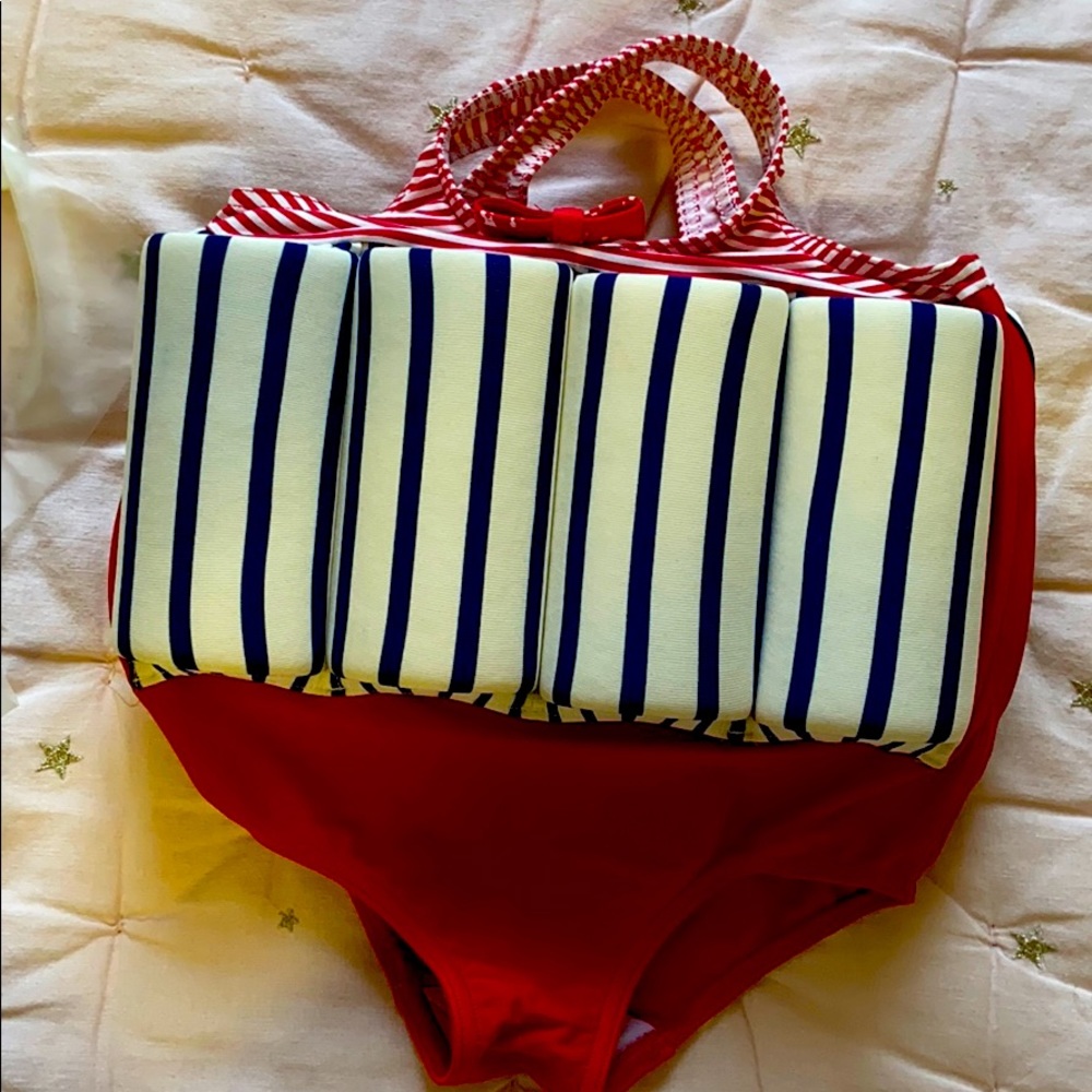 One piece baby bathing suit with built in floaties